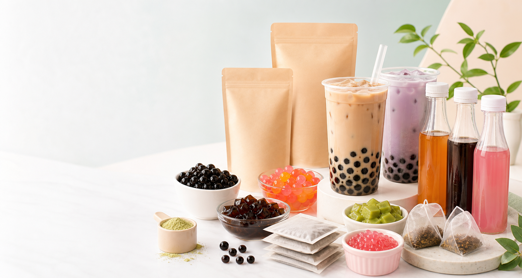 Bubble tea supply products, toppings and drinks